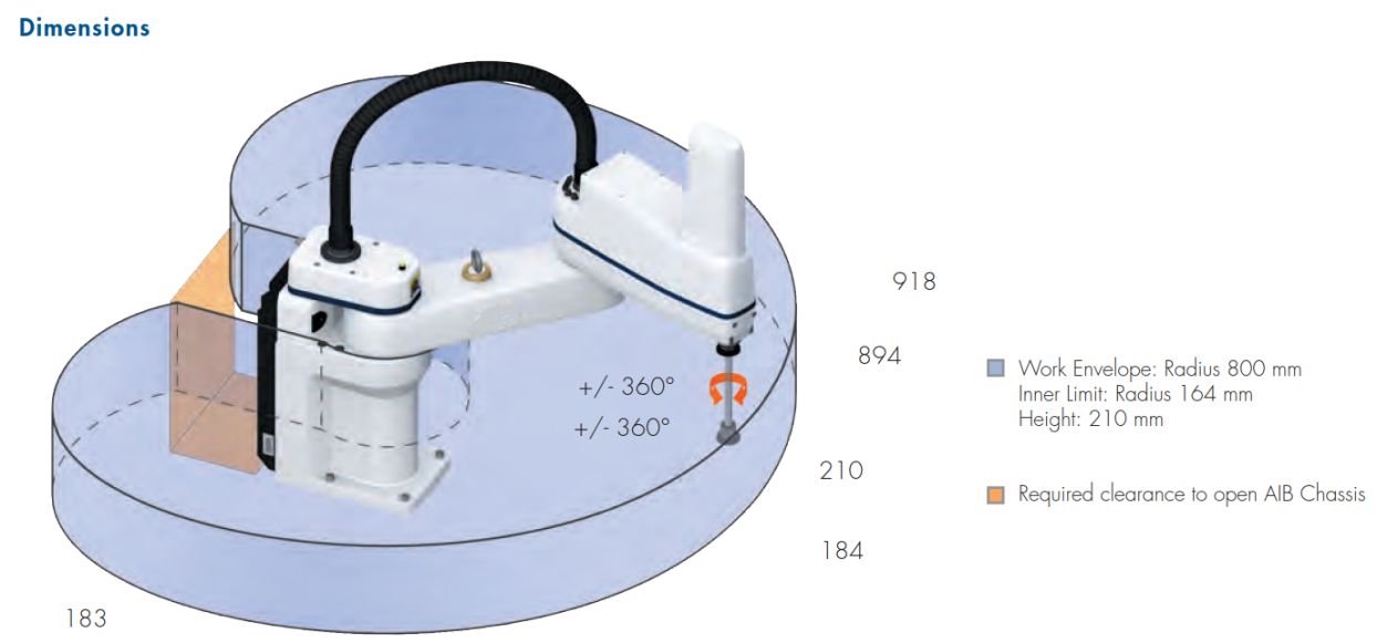 工业4轴Scara机器人5.5kg有效载荷800mm工作半径(图2)